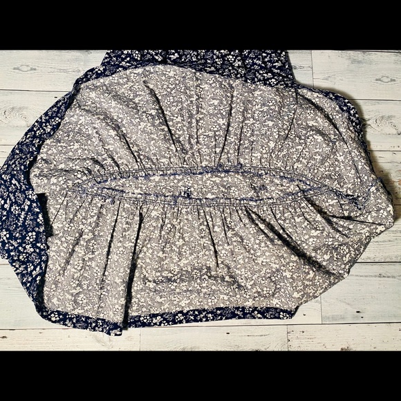 Vintage Navy Floral Prairie Cottagecore Midi Dress - Picture 14 of 16